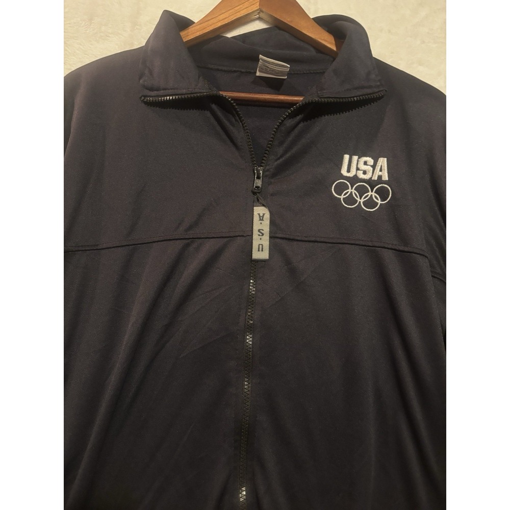 Vintage 80s-90s US‎ Olympic Committee Team XL Full Zip Up Black Jacket USA Made